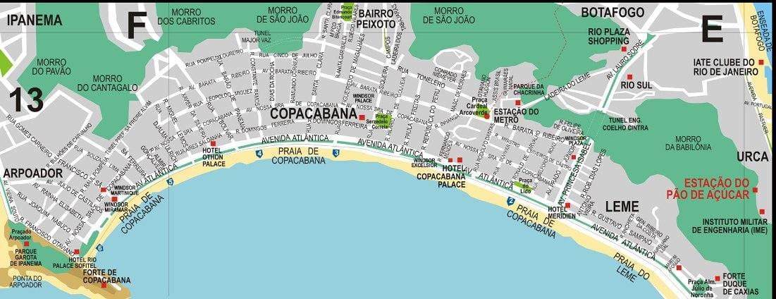 copacabana Ρίο ντε Τζανέιρο εμφάνιση χάρτη